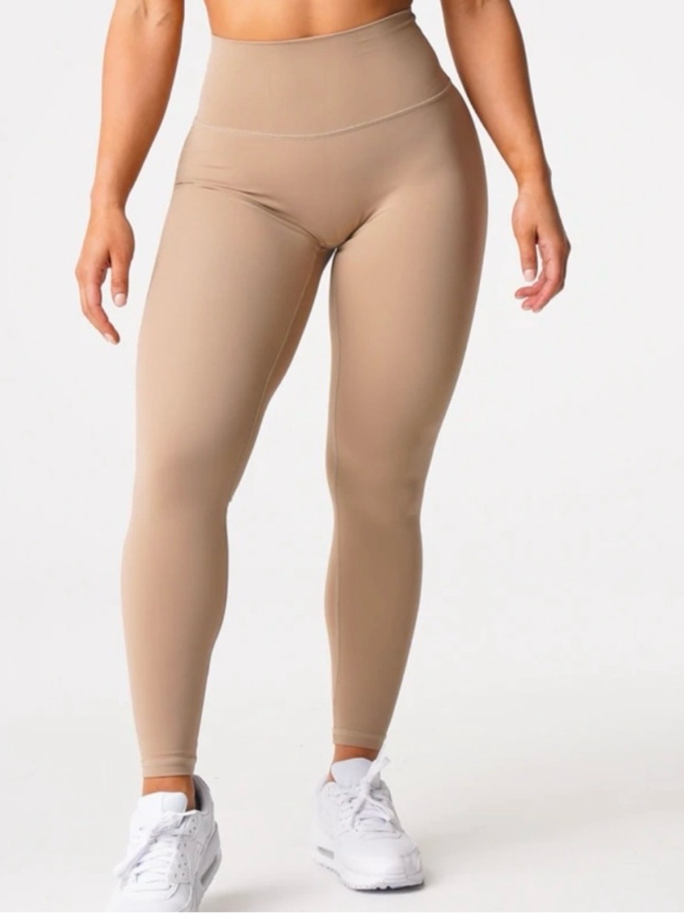 NVGTN Latte Tan Signature 2.0 Seamless Front Active Workout Gym Leggings Size XL